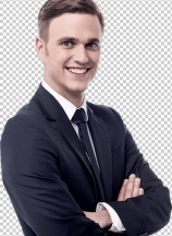 Smiling businessman with crossed arms